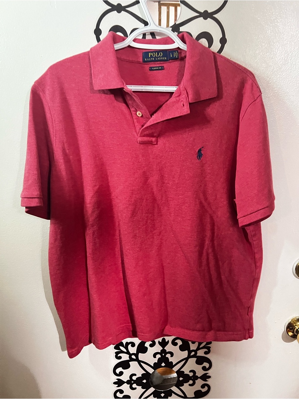 Ralph Lauren Men’s Pink Polo Shirt with Navy Pony